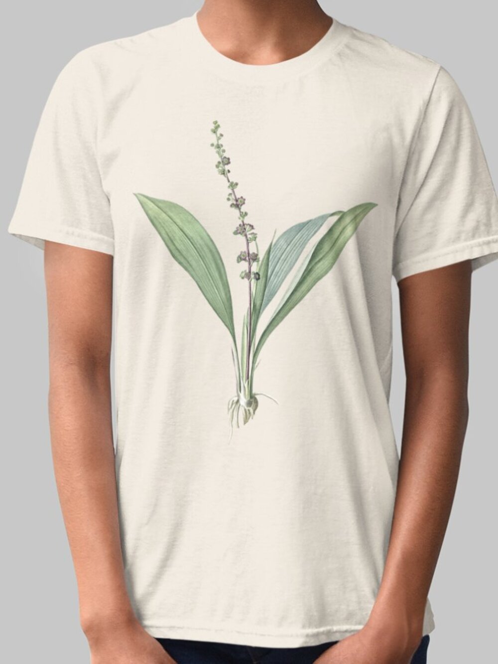 Purple-Flowered Peliosanthes Floral Print Short Sleeve Graphic Tee T-shirt S-XXL